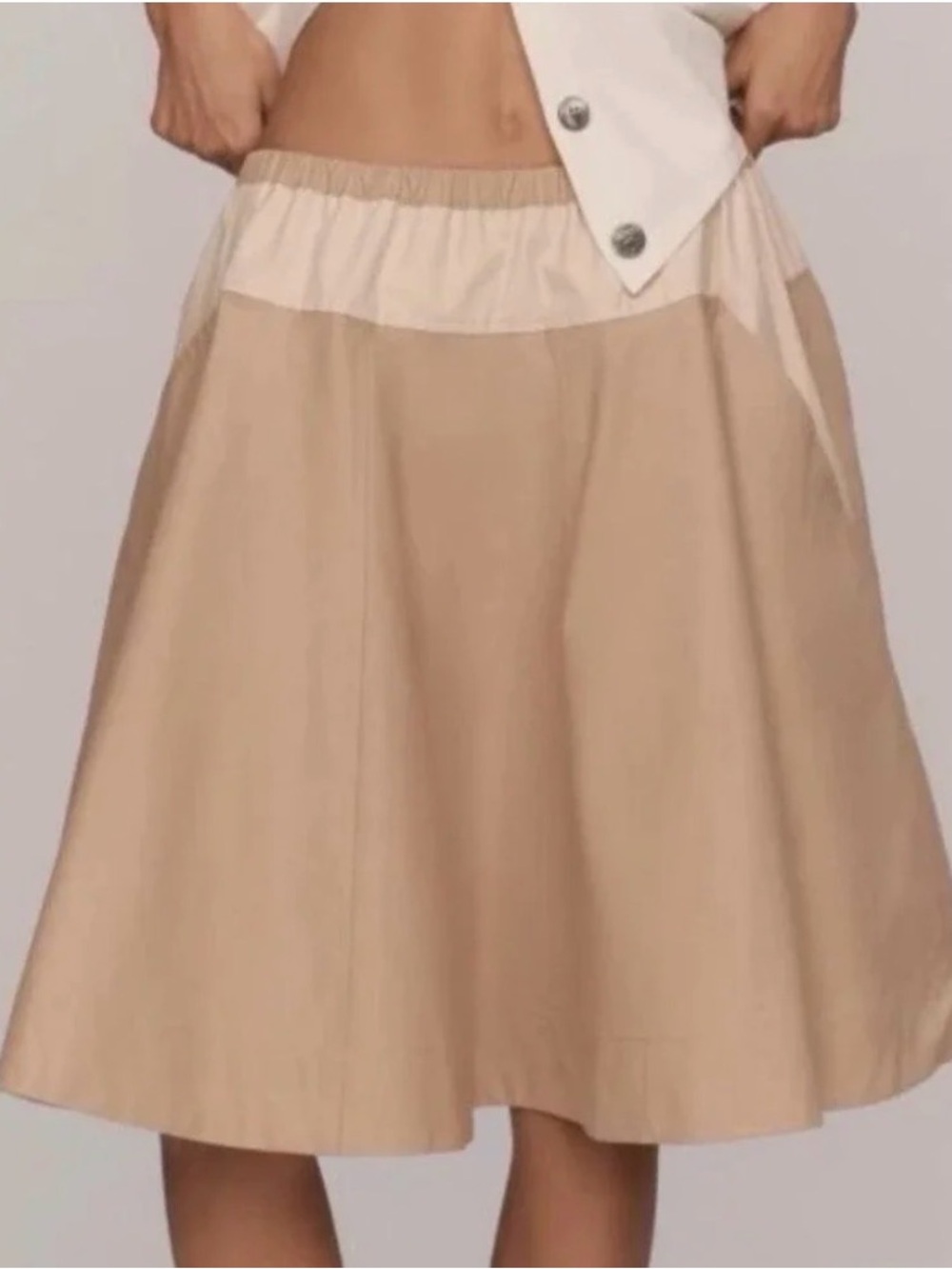 Maeve Two-Tone Tan and Cream Circle Skirt